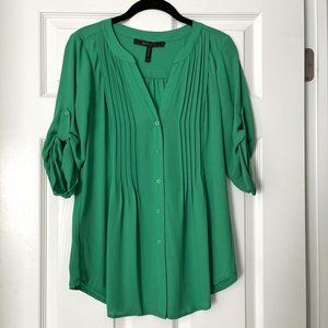 BCBG Max Azria Green Button Blouse XXS